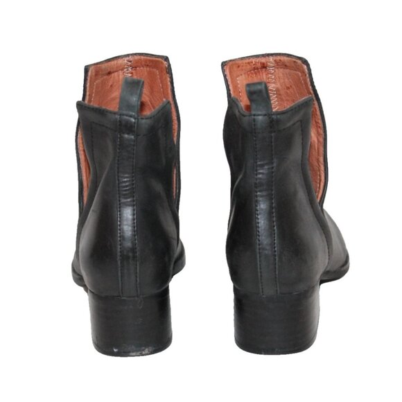 $195 JEFFREY CAMPBELL Womens US 6 Black Leather ORILEY Shoes Ankle Booties Boots - Picture 5 of 11